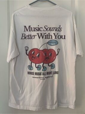 House Music Graphic tee cherries Canvernice large rave festival streetwear
